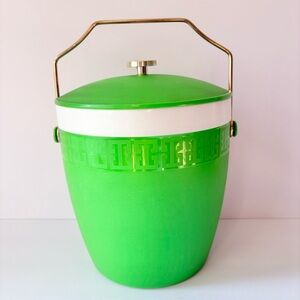 Vintage Olympian Lime Green Thermo-O-Ware Ice Bucket MCM Mid Century Insulated
